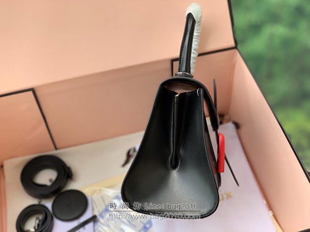 DELVAUX女包 Brillant手袋 德爾沃女手提包 Dv0020原版黑皮紅扣 比利時Delvaux單肩包  fcs1289